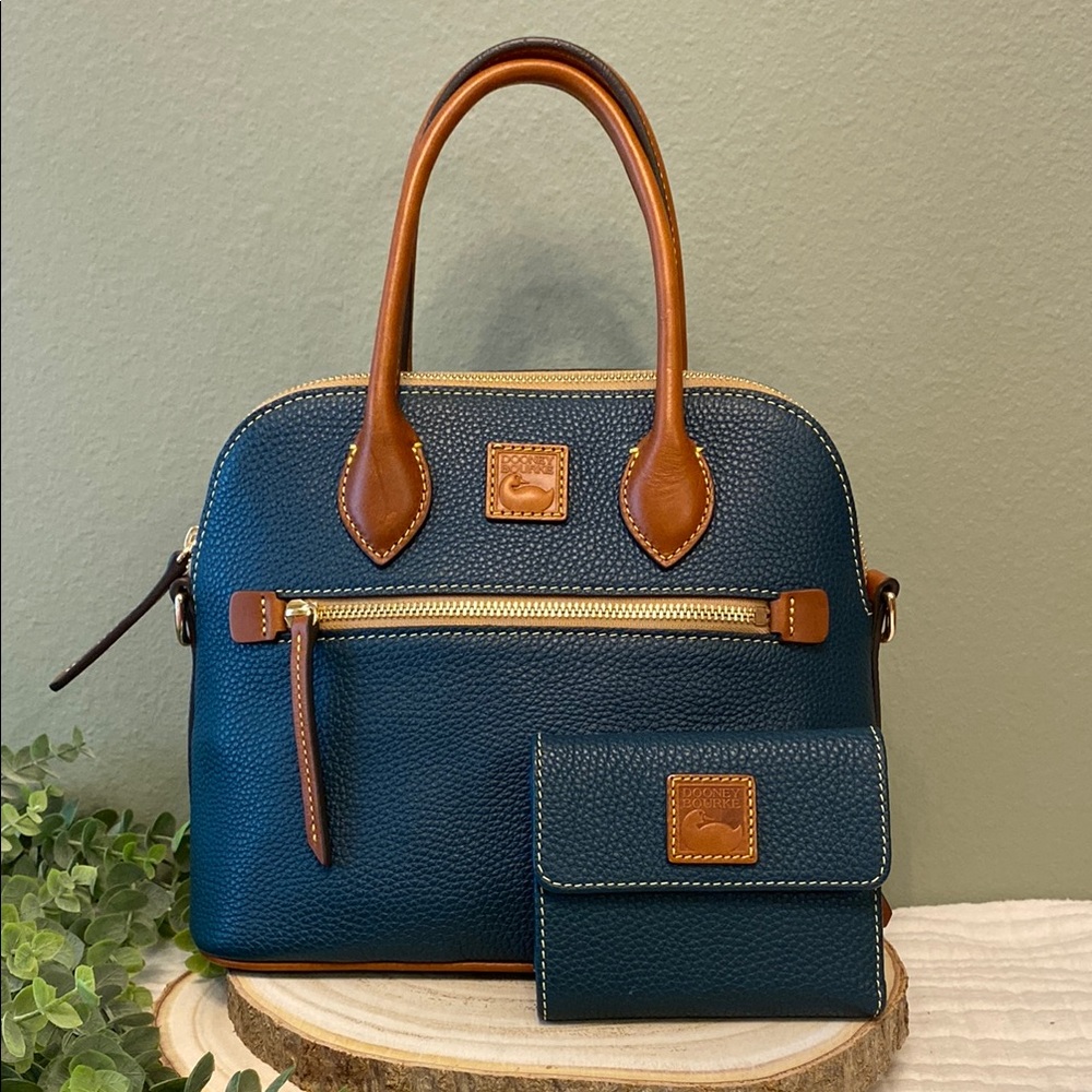 Dooney & Bourke Pebble Grain Satchel Small and Wallet in *TEAL*